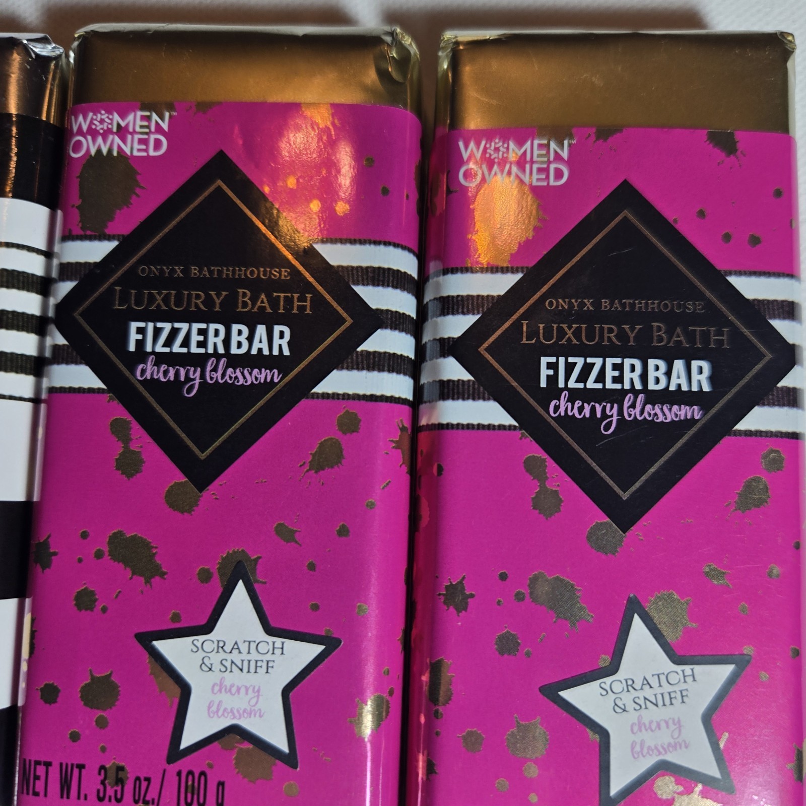 Lot of 4 Onyx Bathhouse Luxury Bath Fizzer Bars Cherry Blossom Lavender Coconut