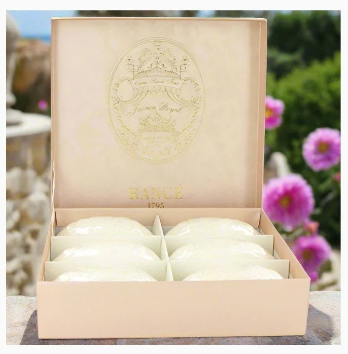 Rance 1795, Jasmine Royale Coffret, Luxury Boxed Set of 6 French Perfumed Soaps