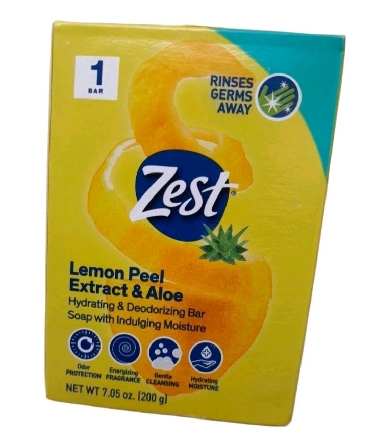 🆕️ ZEST 7.05 Oz BAR ●LEMON PEEL EXTRACT & ALOE● Hydrating & Deodorizing Soap🫧.