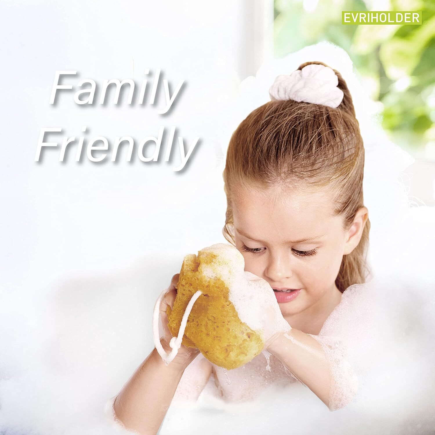 Evriholder Foam Body Sponge for Exfoliating Large 1 Count (Pack of 2), Tan