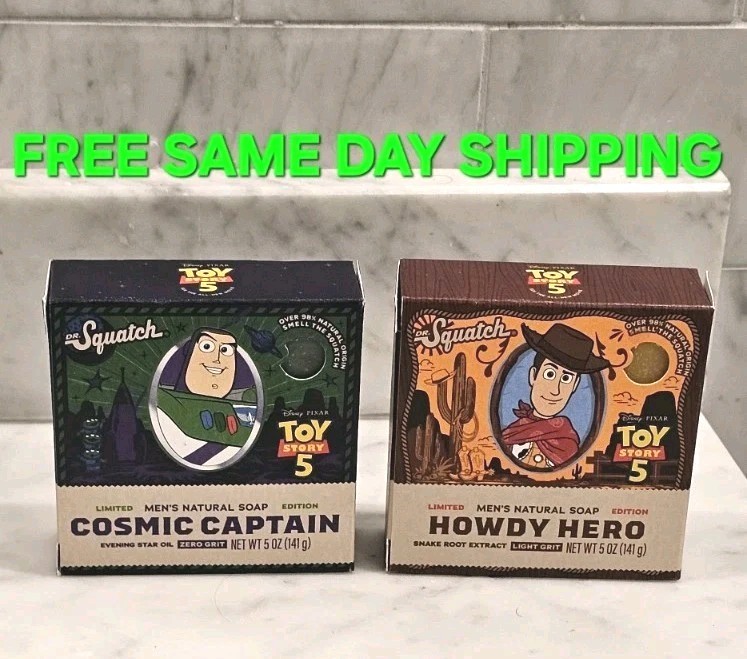 SET OF 2 Dr. Squatch Soap Disney Pixar Toy Story 5 Howdy Hero + Cosmic Captain