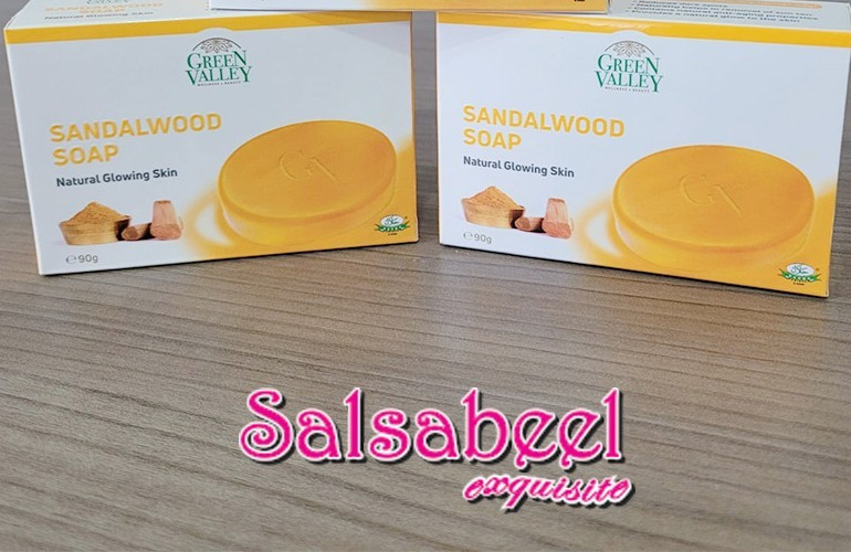 2x Sandalwood Soap Natural Glowing Skin By Green Valley (Al Khair)Pack of 2
