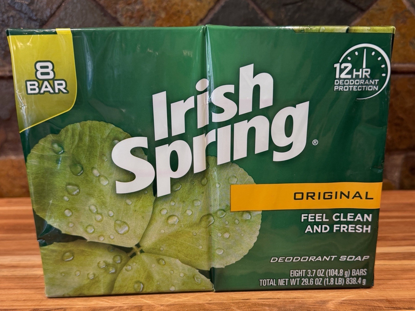 Irish Spring 8 BARS 3.7oz ORIGINAL Scent Deodorant Soap NO FLAXSEED/LINSEED OIL