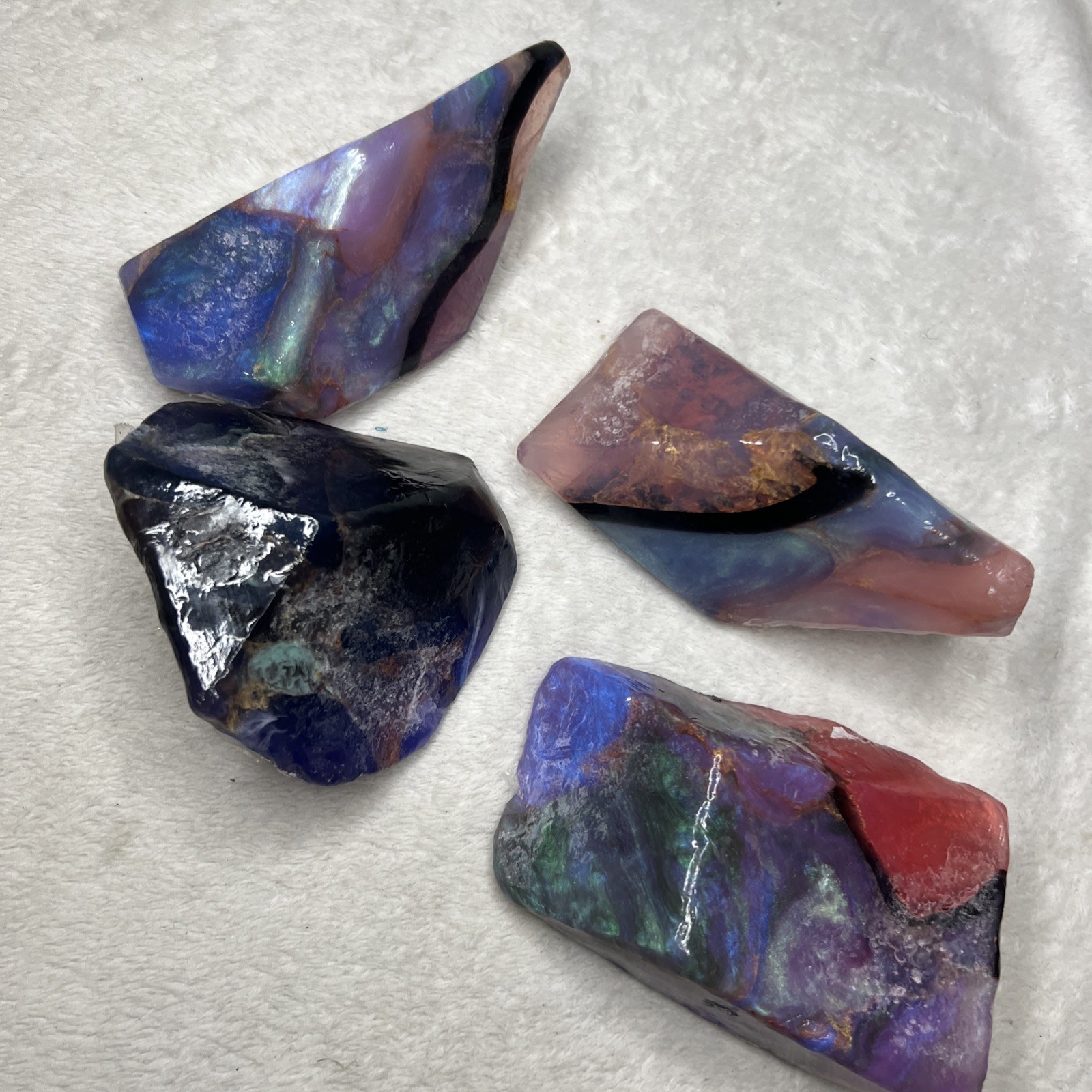 Lot 4 New T S Pink Soaprocks Black Fire Opal Azurite Malachite