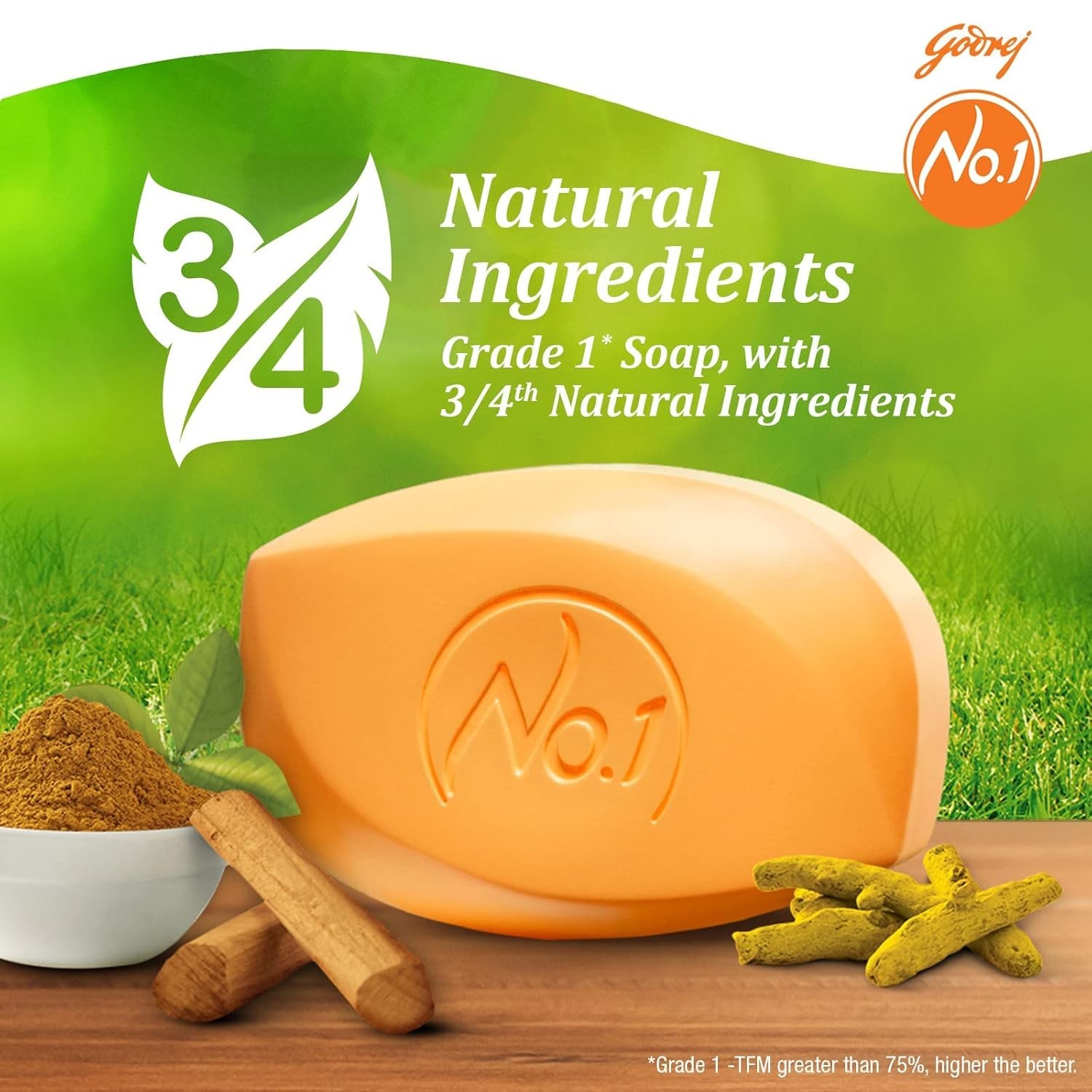 No.1 Bathing Sandal & Turmeric Grade 1 Soap with Long-lasting Fragrance