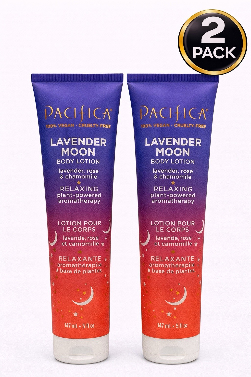 (2 Pack) Pacifica Lavender Moon Rose & Chamomile Body Lotion 5 oz 100% Vegan M5
