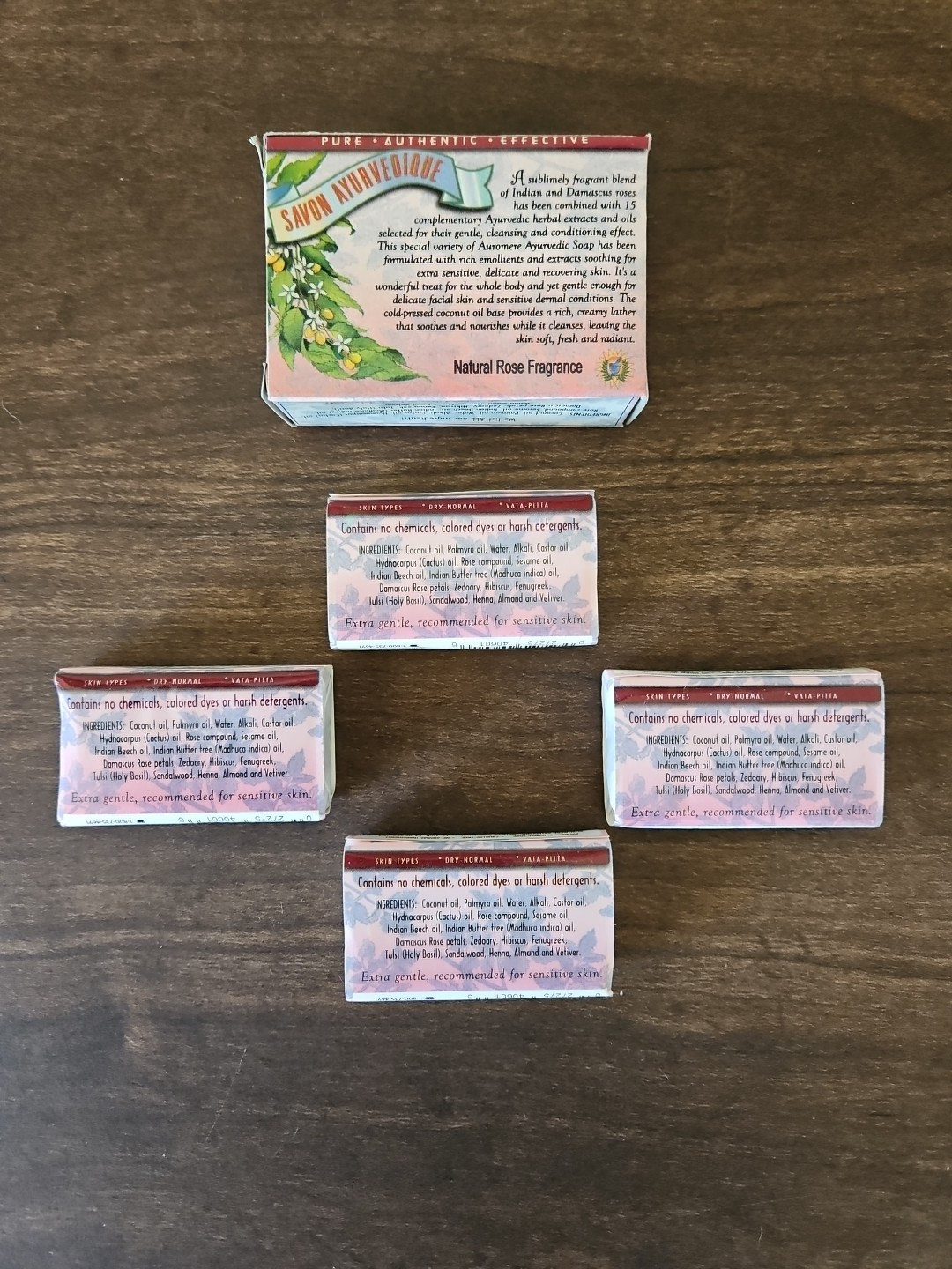 Auromere Ayurvedic Bar Soap, Himalayan Rose, One 2.75 oz and Four .71 oz Bars