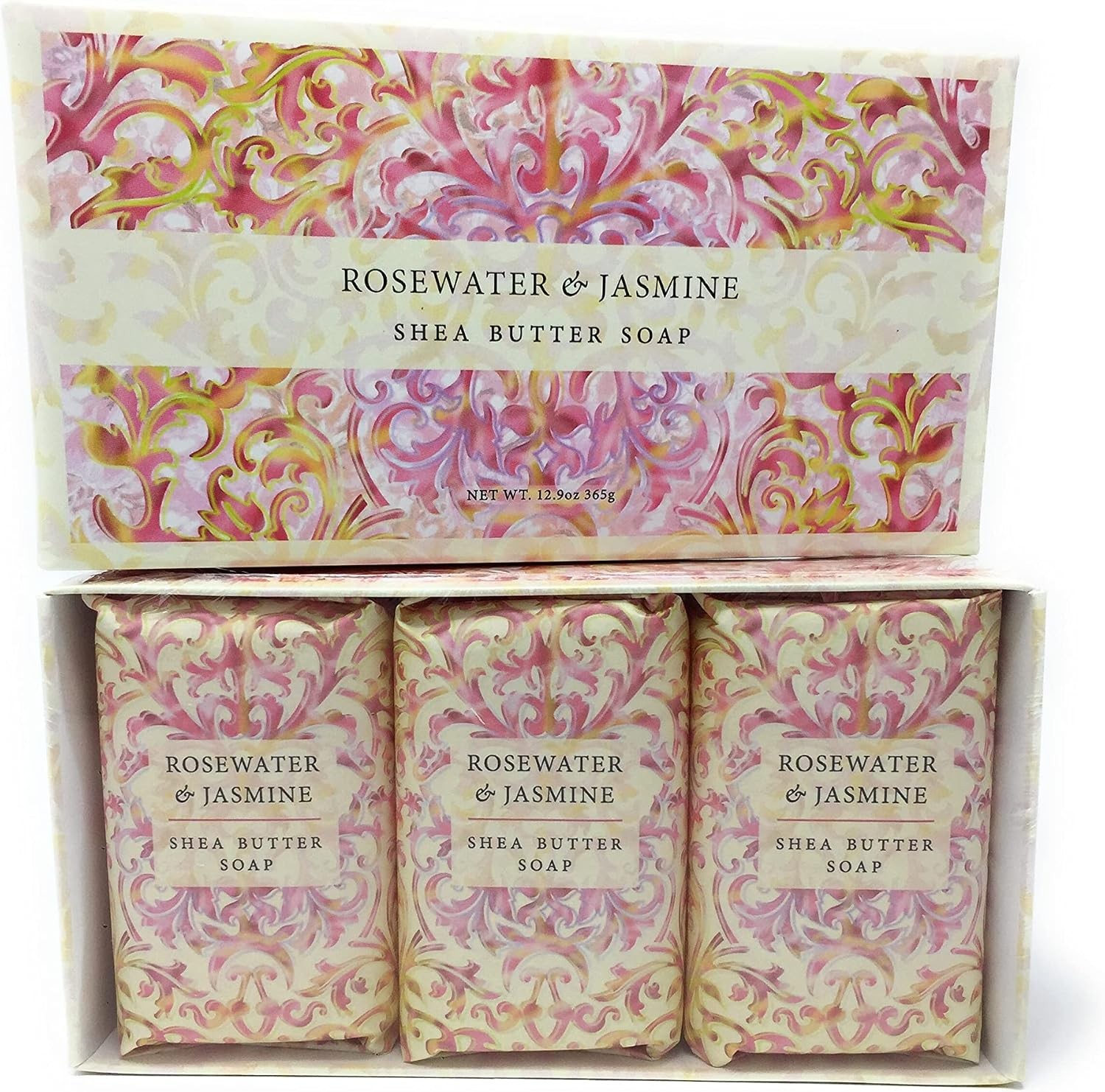 Greenwich Bay Trading Co. Shea Butter Soap, 12.9 Ounce, Rosewater & Jasmine, 3 P