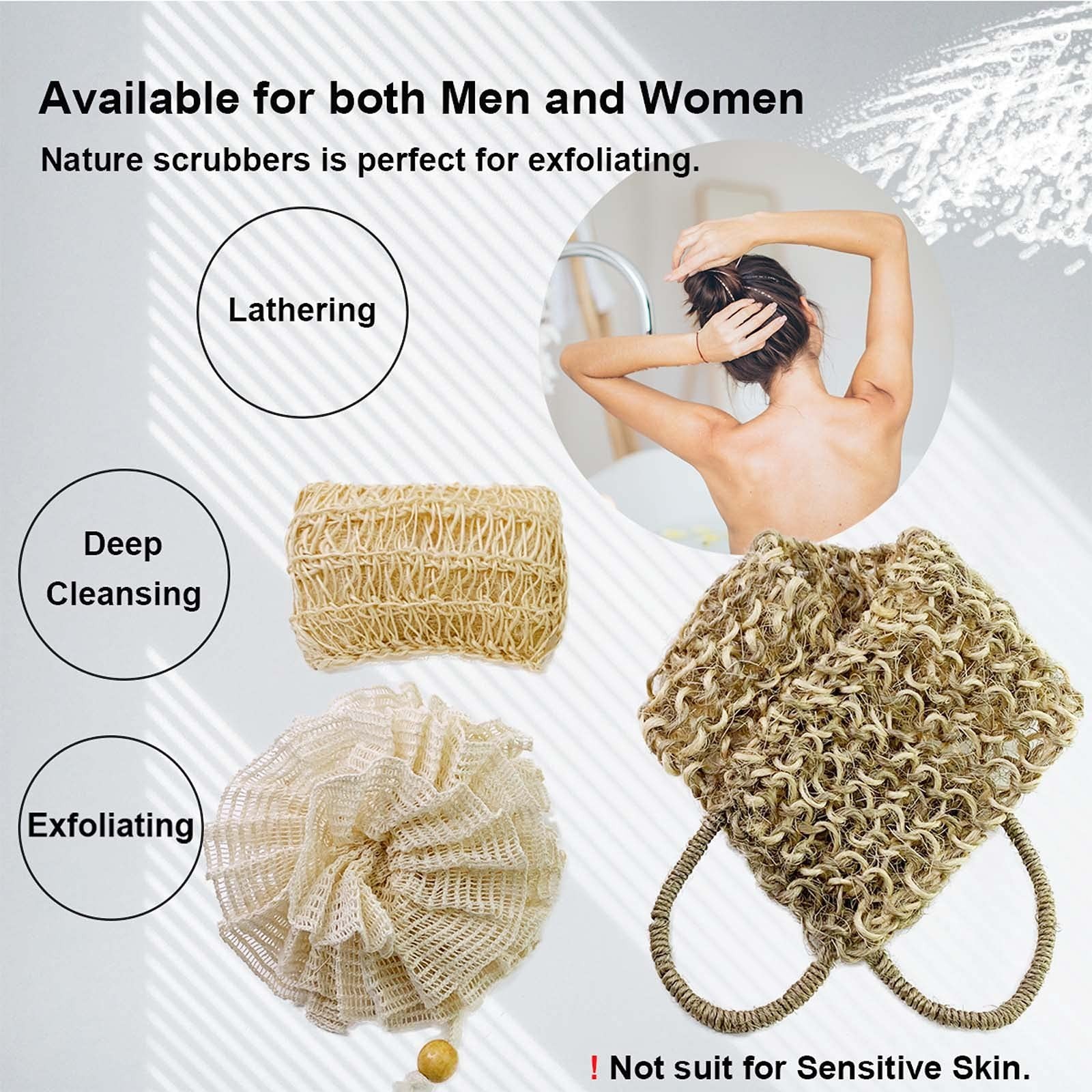 PPHAO – Natural Loofah – Loofah Sponge with Handle – Bath Scrubber for Body -…