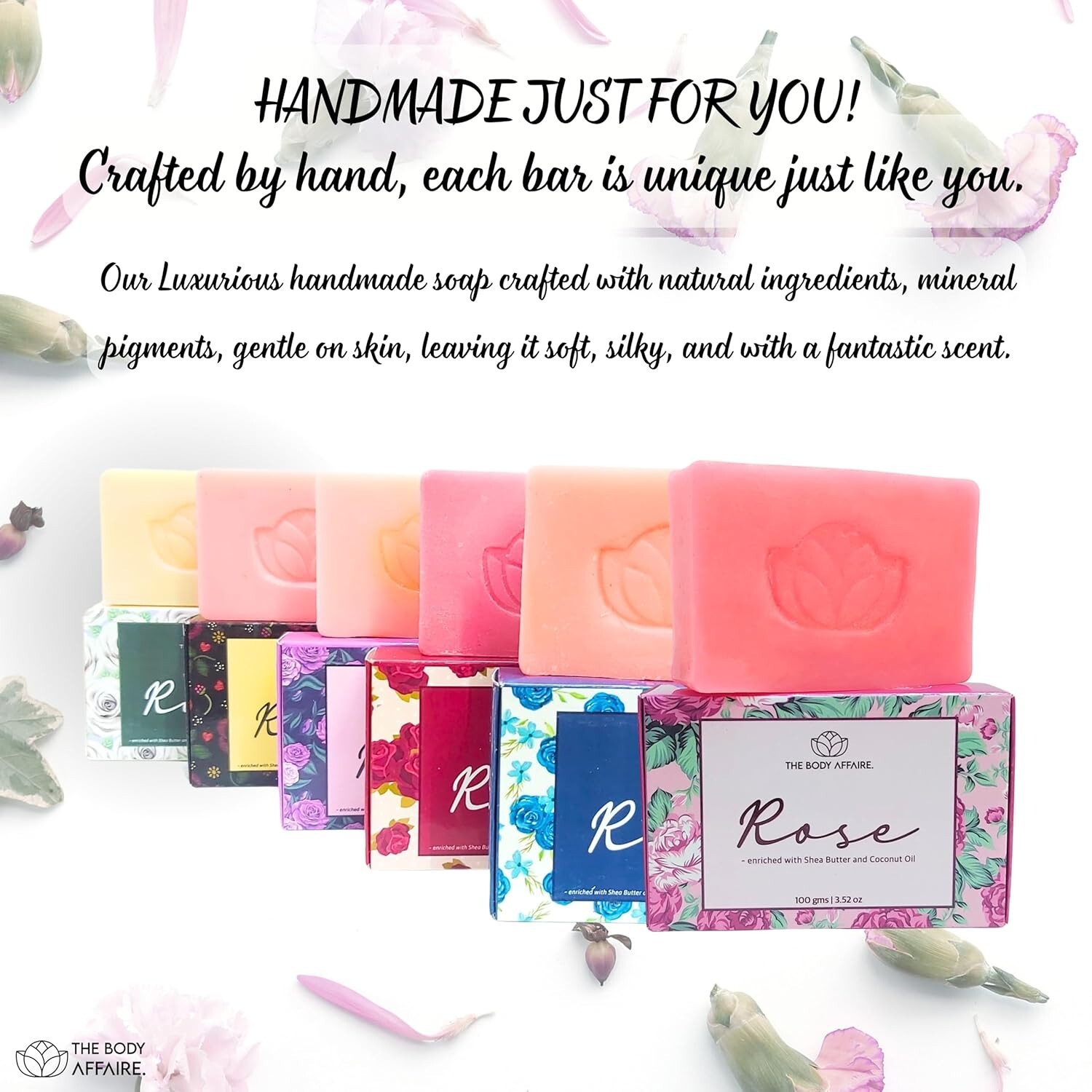 FORGANIK Handmade Soap by The Body Affaire PACK OF 6 VARIETY OF ROSE 600 GM