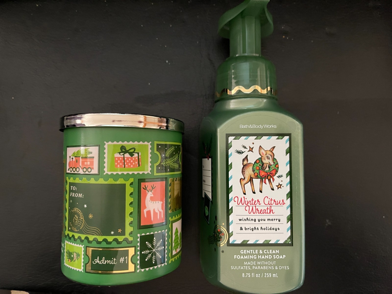 Bath & Body Works WINTER CITRUS WREATH SOAP & FRESH BALSAM SOY CANDLE 1 WICK