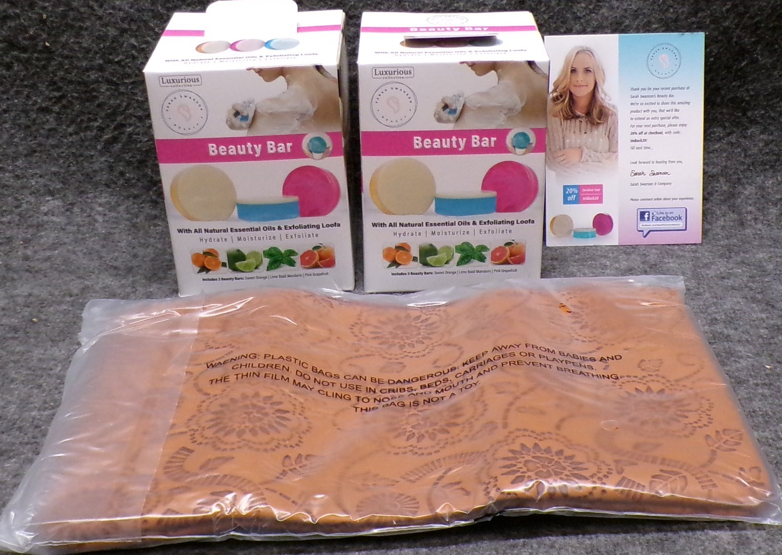 Sarah Swanson Beauty Bar Soap Two Boxes & Cosmetic Bag 3 Bars Each
