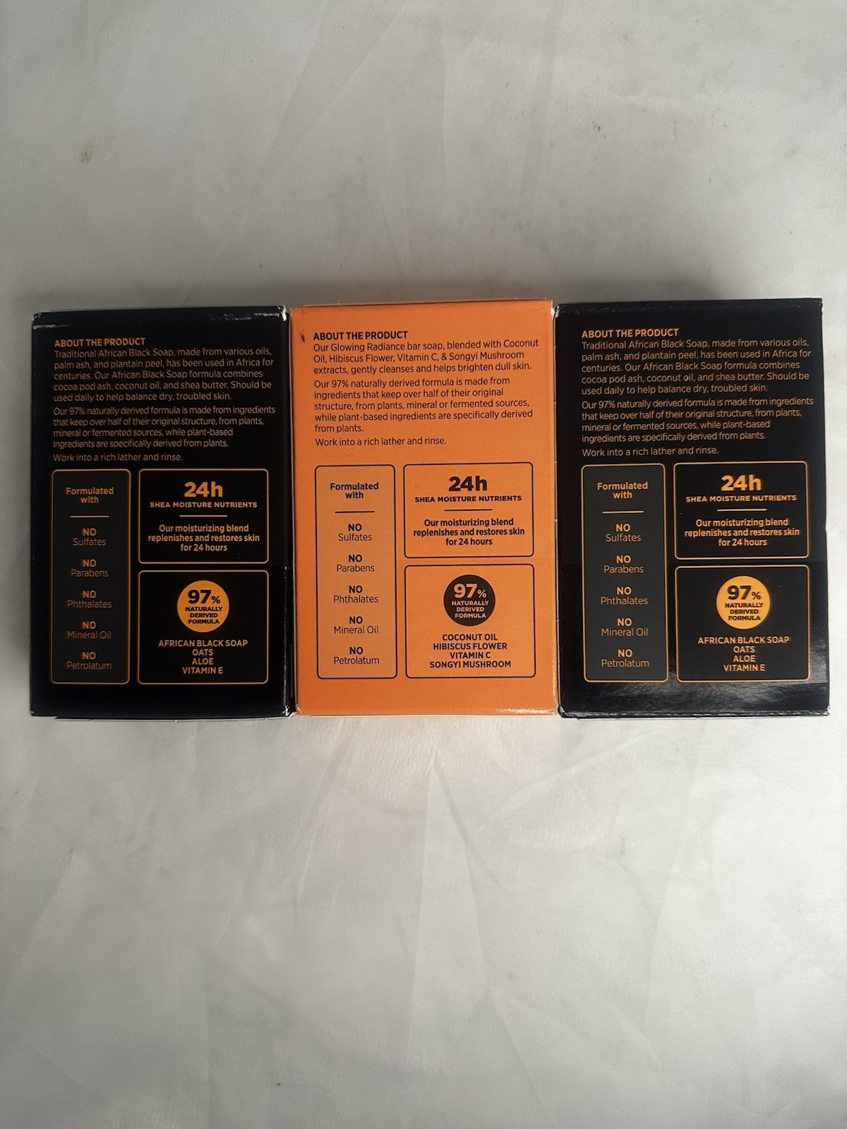 (3) Shea Moisture Bar Soap, 2-African Black & 1-Coconut Hibiscus, 8oz