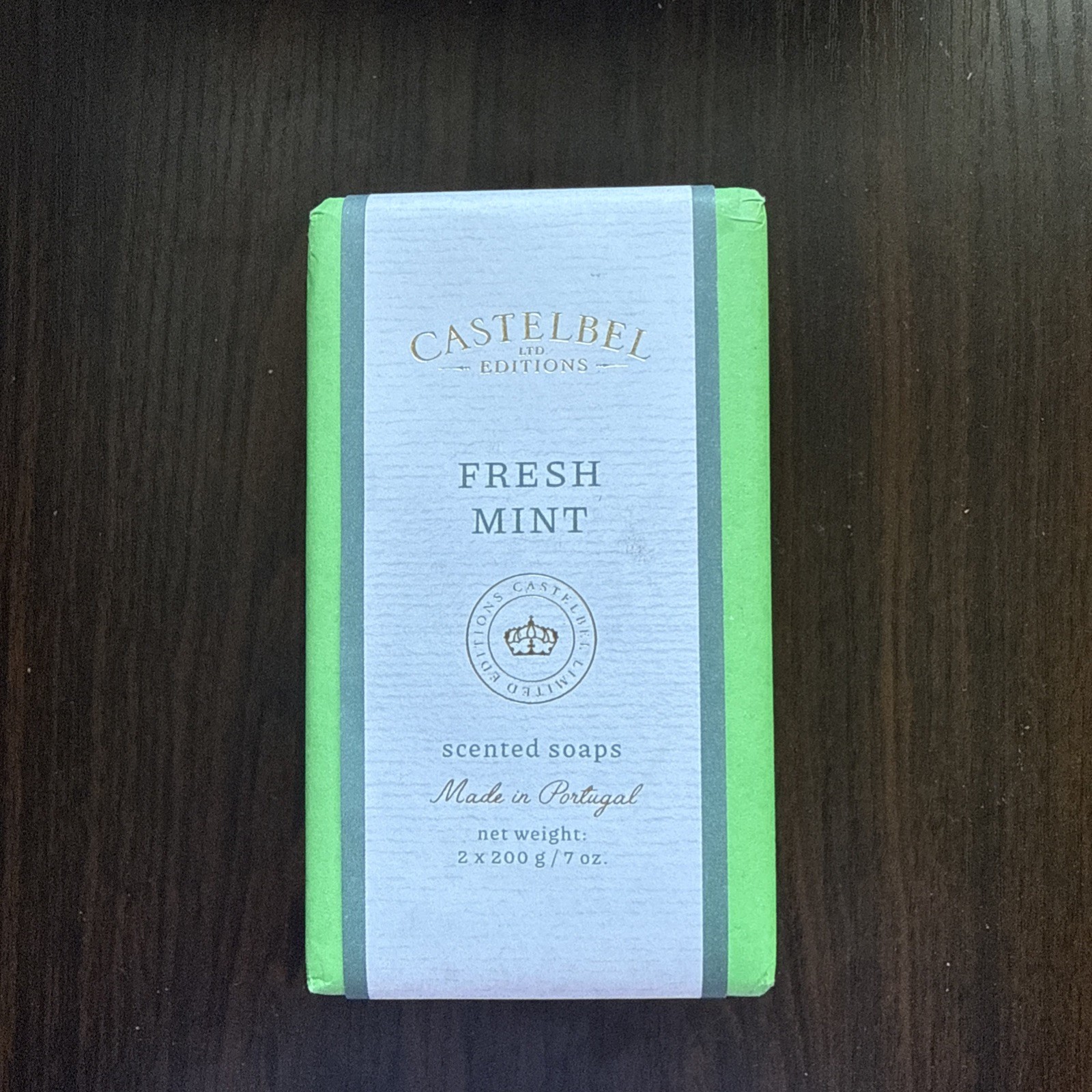 Castelbel Luxury Bath Bar Soap 2-Pack FRESH MINT 7oz each (14oz total)