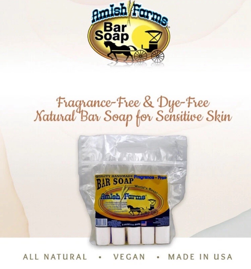 Amish Farm Worlds Best Quality Bar Soap Fragrance Free No Dyes 100 bars total