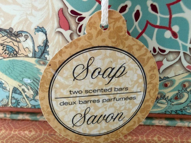 Punch Studio Green Tea Scent Soap Set in Decorative Keepsake Chest Triple Milled