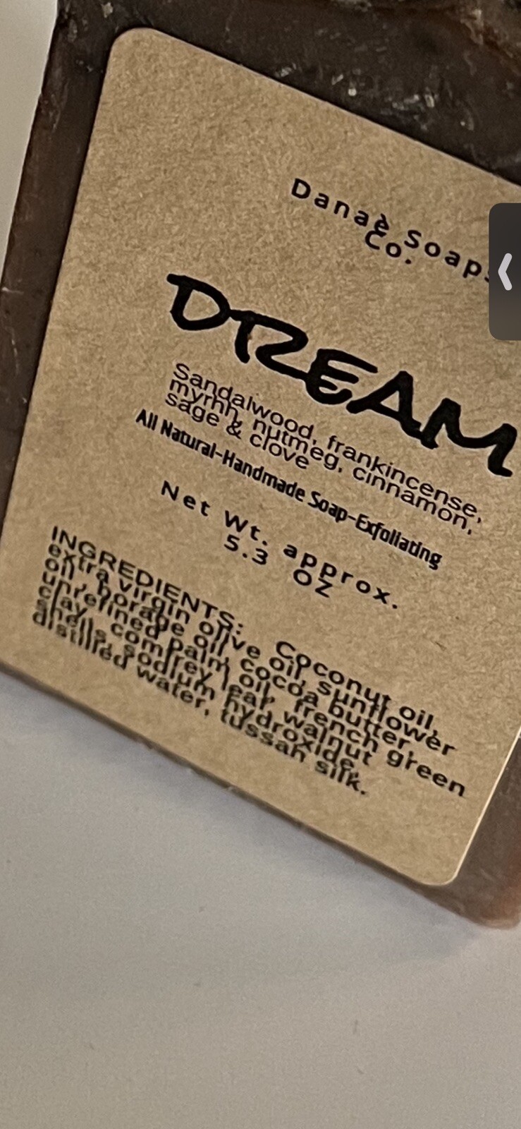 Dream soap Bar 5OZ Artisan Soap, HANDMADE Sandalwood,frank&myrhh,clove EXFOLIATE