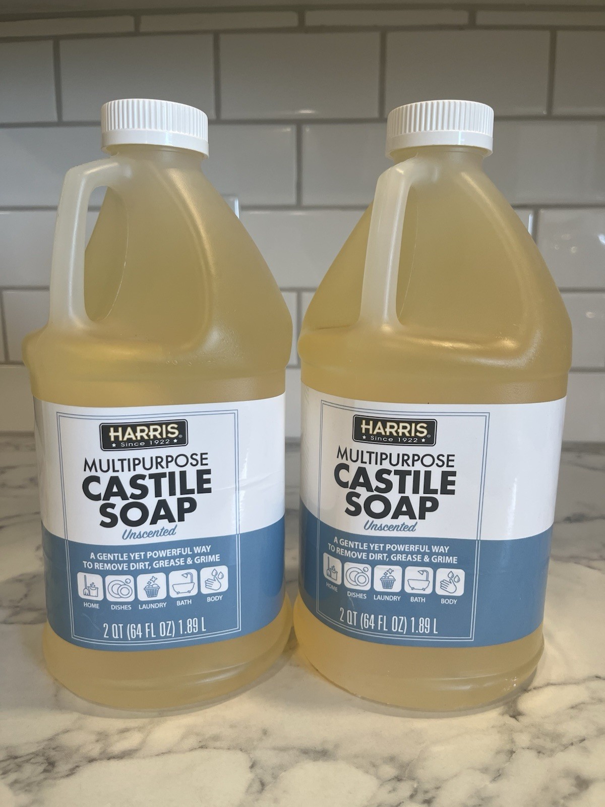 2x Liquid Castile Soap USA made Multi-Purpose Cleaner Unscented 64 Oz (128oz) 1d