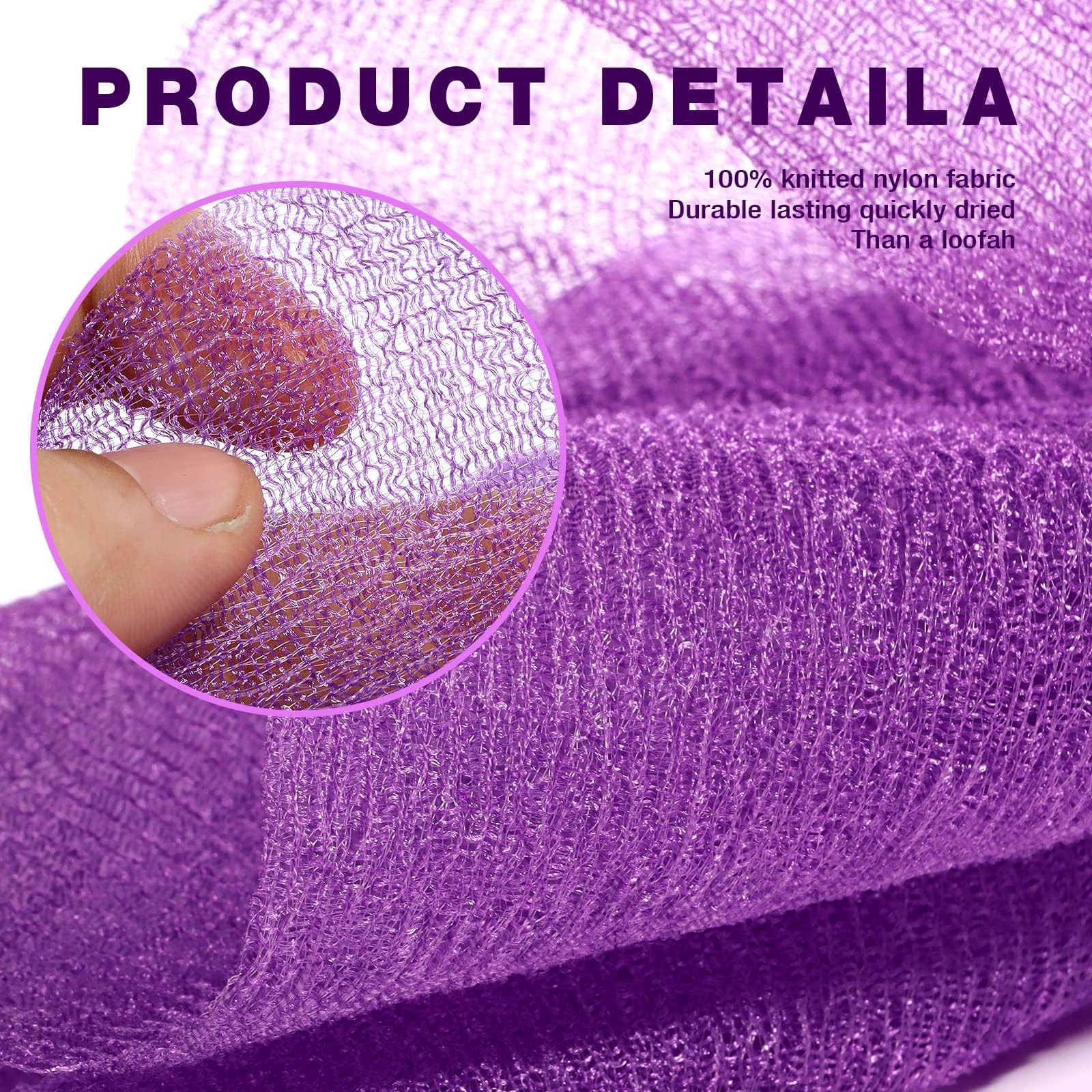 RIUOTA 3 Pieces Exfoliating Washcloth 1 Count (Pack of 3), Yellow Pink Purple