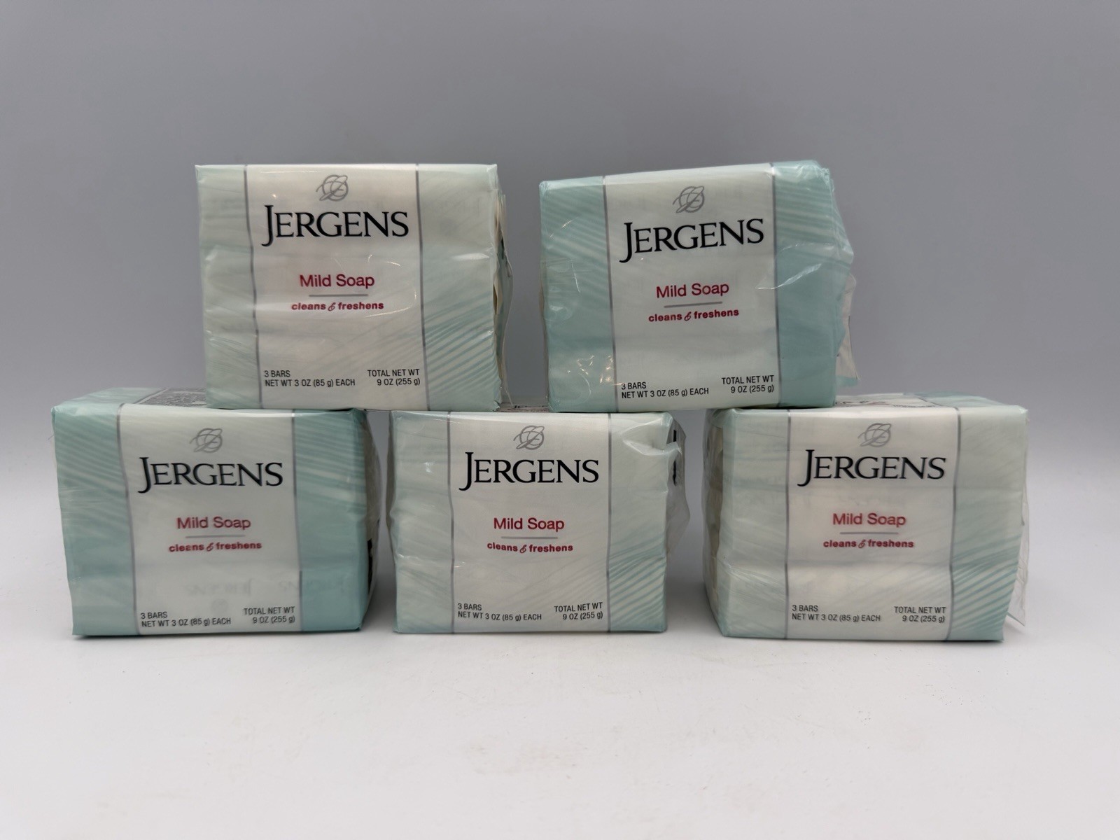 Lot of 5 Jergens Mild Soap 3 Bar Packs 15 Bars Total Sealed 3 oz Each NOS