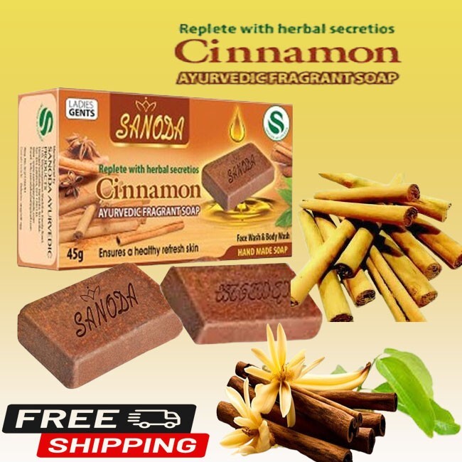 Sanoda Cinnamon Ayurvedic Herbal Soap Milk Oil Natural Bath Body Herbal 45g