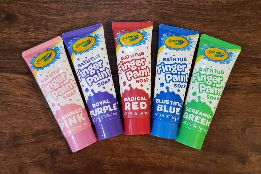 5PC SET: Crayola Bathtub Finger Paint Soap Kids 3oz: Blue Red Green Pink Purple