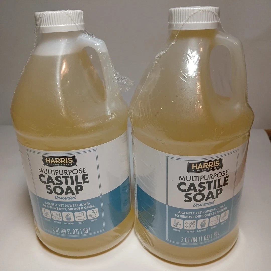 2-HARRIS Liquid Castile Soap USA made Multi-Purpose Cleaner Unscented 64 Oz 1d