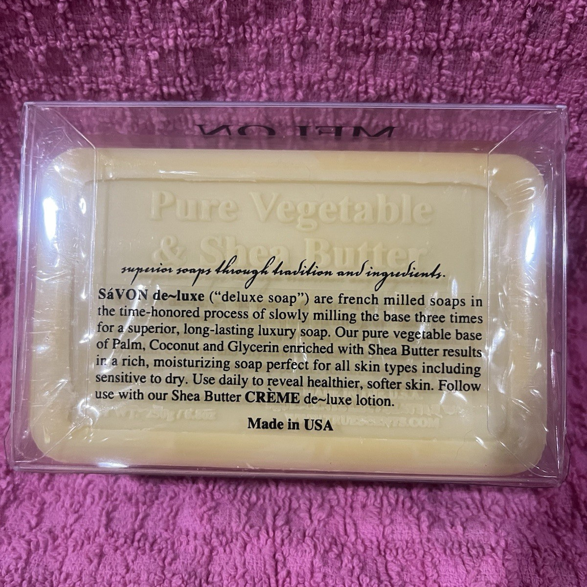Savon de~luxe French Milled Melon Soap Moisturizing 8.8 oz for Sensitive Skin