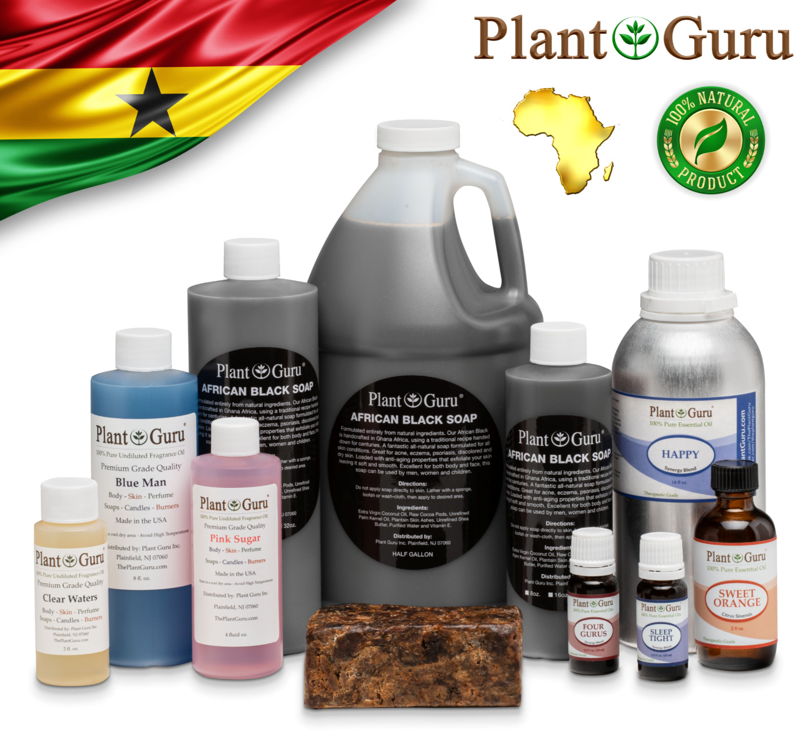 SCENTED African Black Soap Liquid Raw 100% Pure Organic Natural Body Face Wash