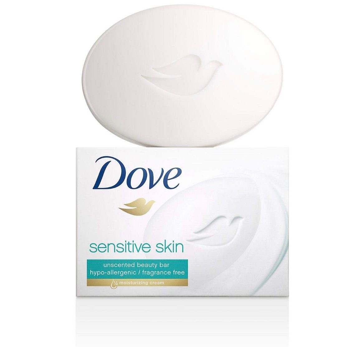 Dove Beauty Bar Sensitive 1/4 Moisturizing Cream Soap 4 oz – 16 Bars