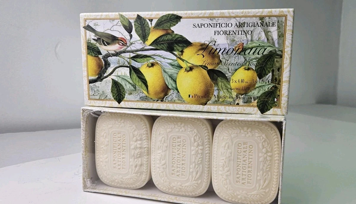 Saponificio LEMON Scented Soaps Tuscany (3) 4.4 oz GIFTBOX