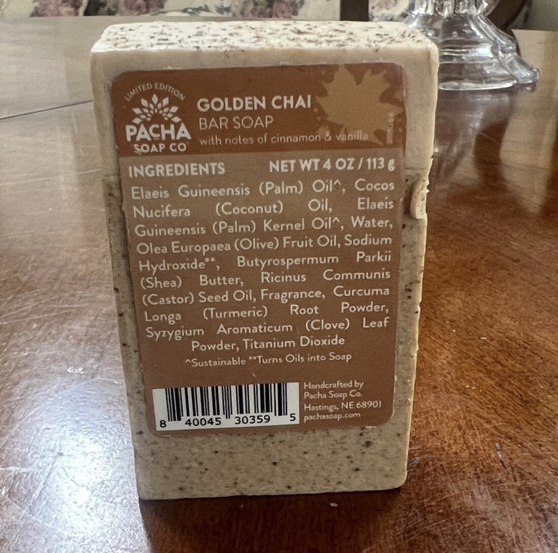 Pacha Soap Co Handmade Limited Edition Bar Soap 4 oz Sugar & Spice Golden Chai