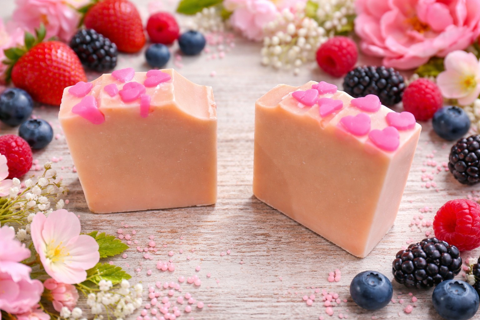 Hearts! Handmade Tallow Soap. Berry. Goat Milk Soap. Aloe. Gift. Bath Bar.